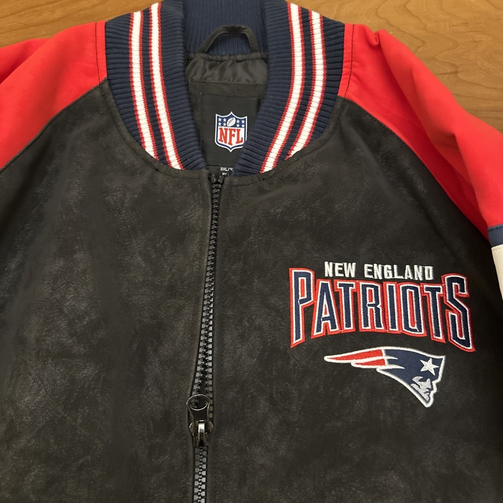New England PATRIOTS Faux Leather And Suede Jacket Men's Big And Tall 3XL